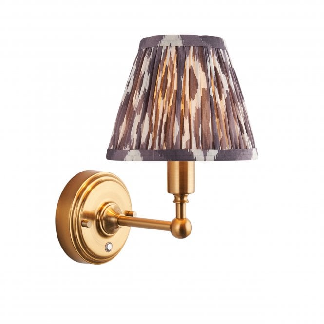 Burley Rechargeable Wall Light with Ikat Shade in Pearl Grey