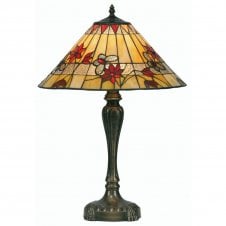 BUTTERFLY Large Tiffany Table Lamp in Antique Brass