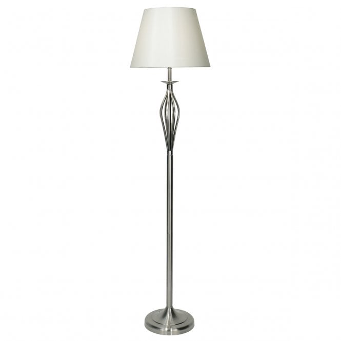 BYBLISS Floor Lamp Satin Chrome With Cream Shade