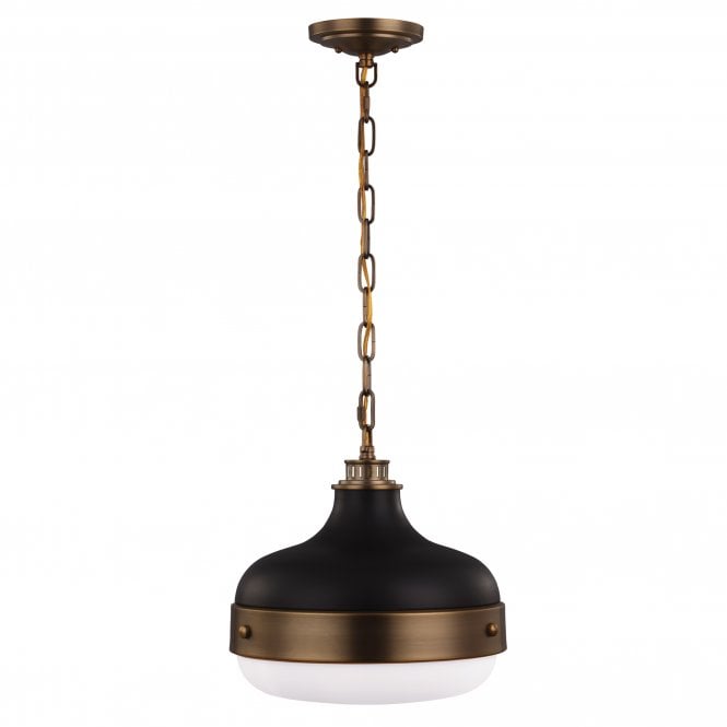 CADENCE modern industrial matt black ceiling pendant with opal diffuser