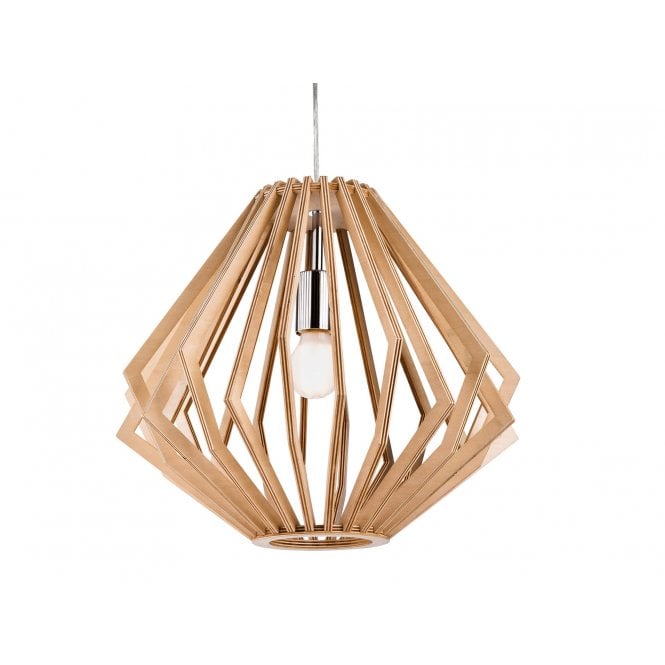 CADIZ Geometric 1 Light Pendant in Natural Wood