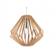 CADIZ Geometric 1 Light Pendant in Natural Wood