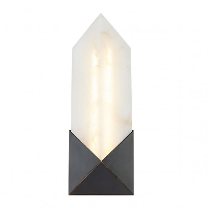 Caesar Small LED Wall Light - Urban Bronze With Alabaster Shade