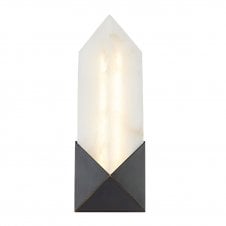 Caesar Small LED Wall Light - Urban Bronze With Alabaster Shade