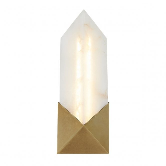 Caesar Small LED Wall Light - Vintage Brass With Alabaster Shade