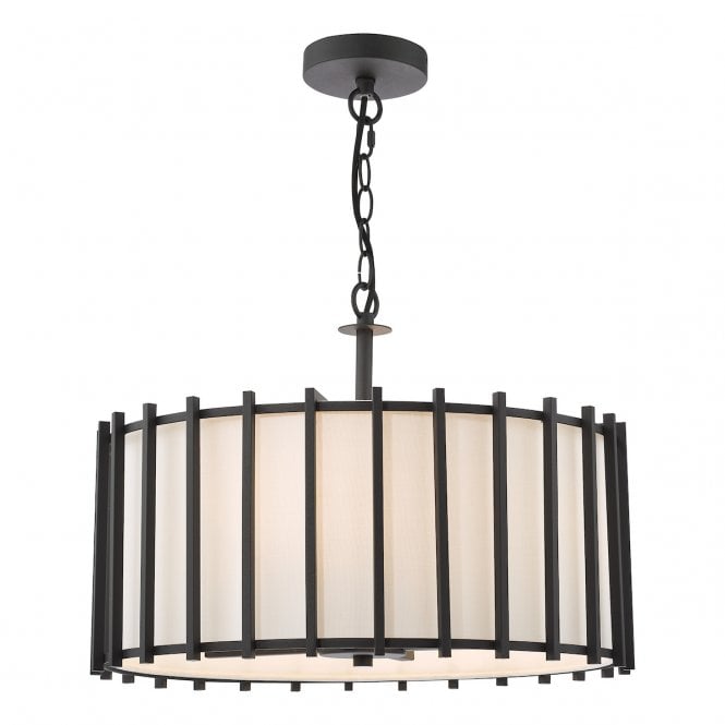 Cagliari 4 Armed Pendant in Matt Black and Ivory