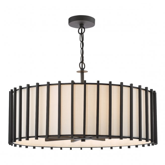 Cagliari 8 Armed Pendant in Matt Black and Ivory