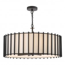 matt black and ivory drum ceiling pendant