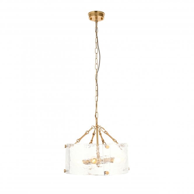 Cairn Textured Glass and Brushed Brass 6 Light Ceiling Pendant