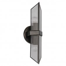 Cairo 2 Light Wall Light - Urban Bronze With Ribbed Glass Shade