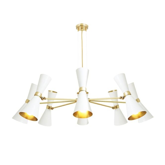 CAIRO 8 Arm Contemporary Chandelier in Powder Coated White