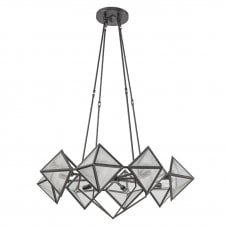 Cairo 8 Light Chandelier - Urban Bronze With Ribbed Glass Shade