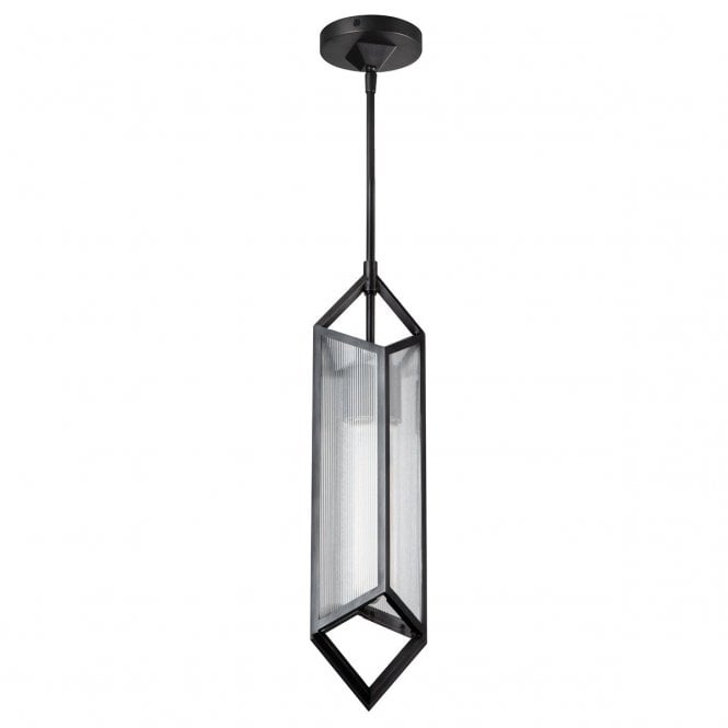 Cairo Ceiling Pendant - Urban Bronze With Ribbed Glass Shade