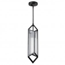 Cairo Ceiling Pendant - Urban Bronze With Ribbed Glass Shade
