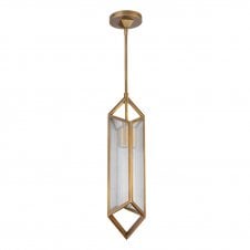 Cairo Ceiling Pendant - Vintage Brass With Ribbed Glass Shade
