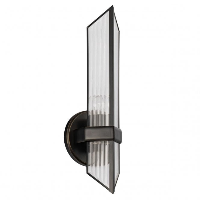 Cairo Wall Light - Urban Bronze With Ribbed Glass Shade
