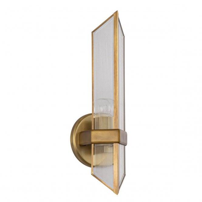 Cairo Wall Light - Vintage Brass With Ribbed Glass Shade