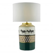 Zebra Ceramic Table Lamp in Green and Gold