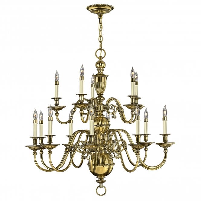 CAMBRIDGE classic traditional 15lt chandelier in burnished brass