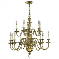 traditional 15 light candle chandelier in burnished brass