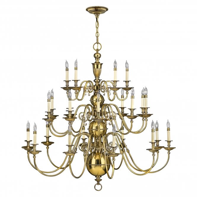 CAMBRIDGE classic traditional 25lt chandelier in burnished brass