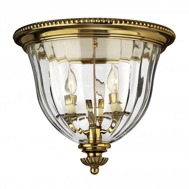 CAMBRIDGE classic traditional flush mount ceiling light in burnished brass (deep)