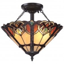CAMBRIDGE Tiffany style semi flush ceiling light