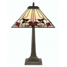 CAMILLO Large Tiffany Table Lamp in Antique Brass