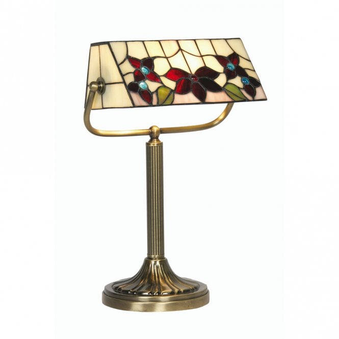 CAMILLO Tiffany Bankers Table Lamp in Antique Brass