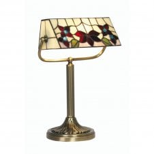CAMILLO Tiffany Bankers Table Lamp in Antique Brass
