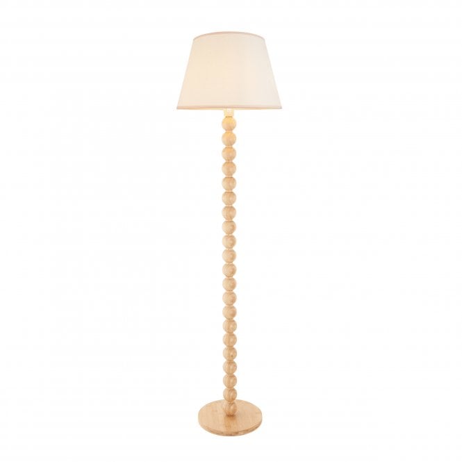 Cane Bamboo Floor Lamp with Vintage White Shade