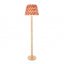 Cane Bamboo Floor Lamp with Zigzag Shade in Apricot