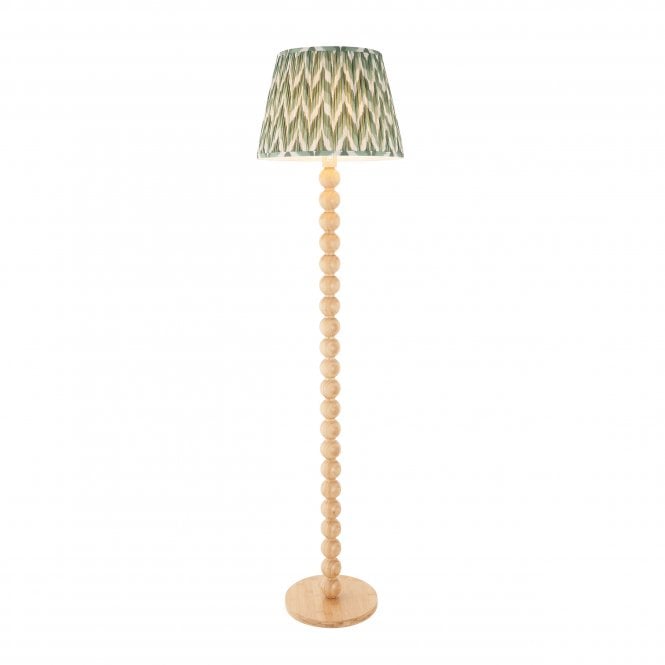 Cane Bamboo Floor Lamp With Zigzag Shade In Cotswold Green