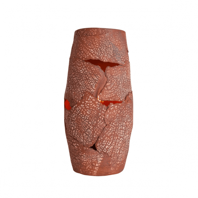 CANYA Ceramic Table Lamp Rustic Luminaire, Red Iron