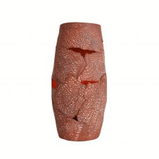 CANYA Ceramic Table Lamp Rustic Luminaire, Red Iron