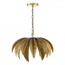 Antique Gold Ceiling Pendant Light - Leaf
