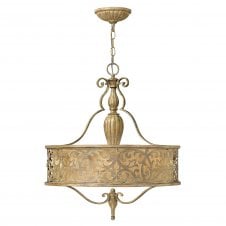 decorative filigree brushed gold ceiling pendant chandelier with inner shade
