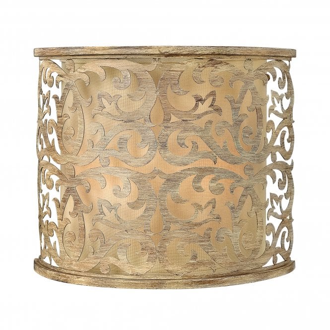 CARABEL filigree brushed gold wall light with inner ivory shade