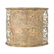 decorative filigree brushed gold wall light with inner shade
