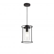CARAFE Ceiling Pendant in Black with Framed Cylindrical Clear Glass Shade