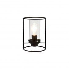 CARAFE Table Lamp Black with Ribbed Clear Glass Cylinder Shade