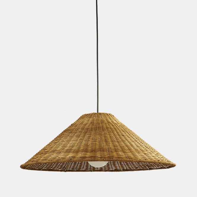 CARIBE Ceiling Pendant with Wide Rattan Cone Shade