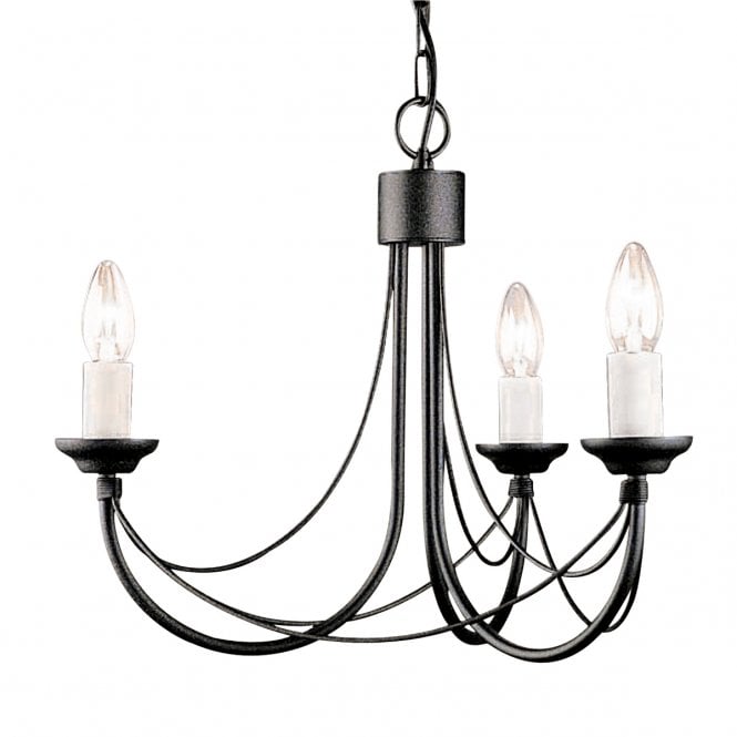CARISBROOKE 3 light Gothic style chandelier in a black finish