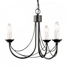 CARISBROOKE 3 light Gothic style chandelier in a black finish