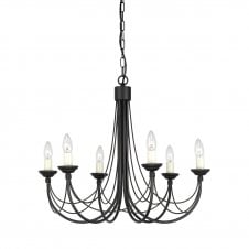 6 light Gothic style chandelier in black finish