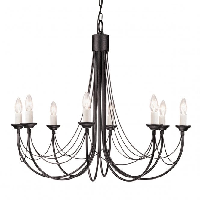 CARISBROOKE 8 light Gothic style chandelier in a black finish