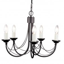 CARISBROOKE Gothic 5 light black ceiling light (dual mount)