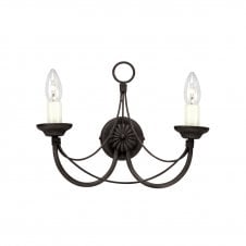 CARISBROOKE Gothic candelabra double wall light in black (shades excl)