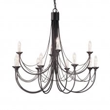 Large 12 Light Gothic Style Chandelier In Blac