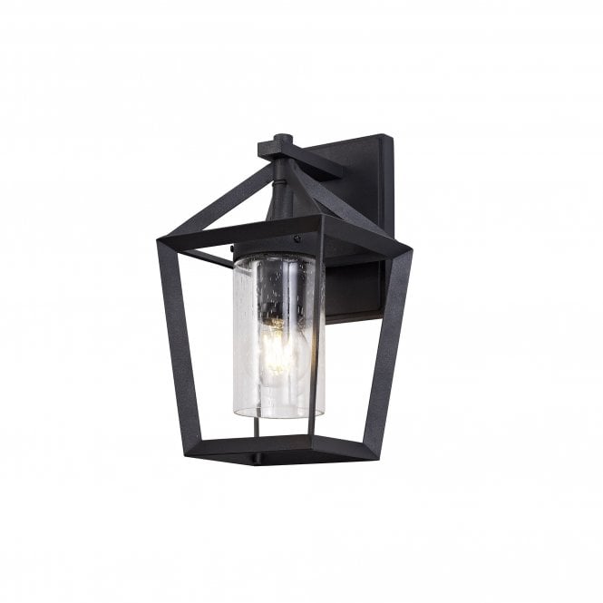 CARLOTTI Pentagon Wall Lamp IP54, Anthracite with Clear Rain Drop Effect Glass